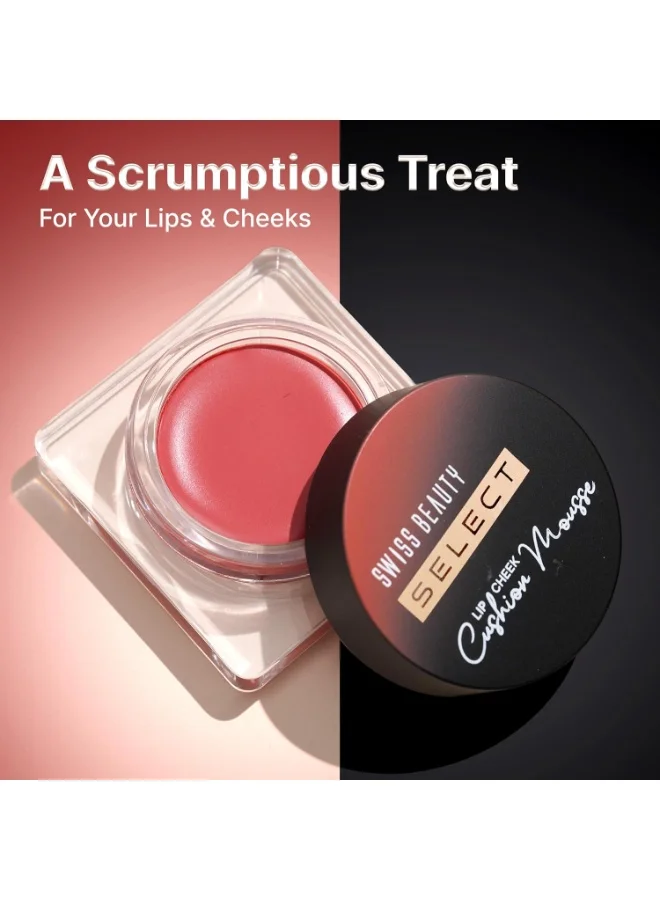 سويس بيوتي Swiss Beauty Select Lip And Cheek Cushion Creamy Mousse with Vitamin E | 12 Hours Stay | Shade- Elevate Pink, 4.5gm |