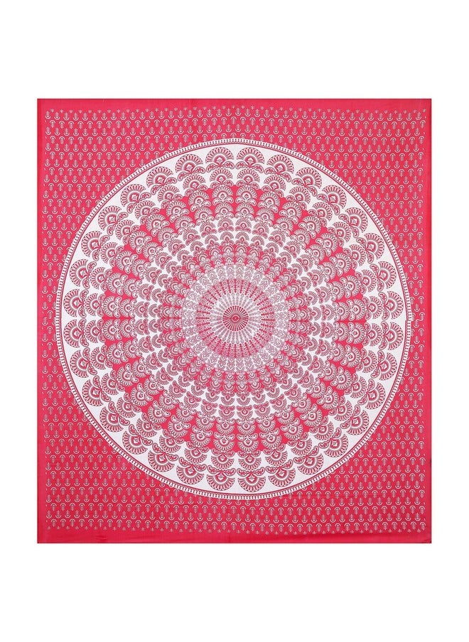 راجاستانكارت - ملاءة سرير مزدوجة من RajasthaniKart® مصنوعة من القطن الخالص بنسبة 100% 144TC مع غطائي وسادة (ملاءة سرير مزدوجة من القطن، رانغولي وردي) - Image 1