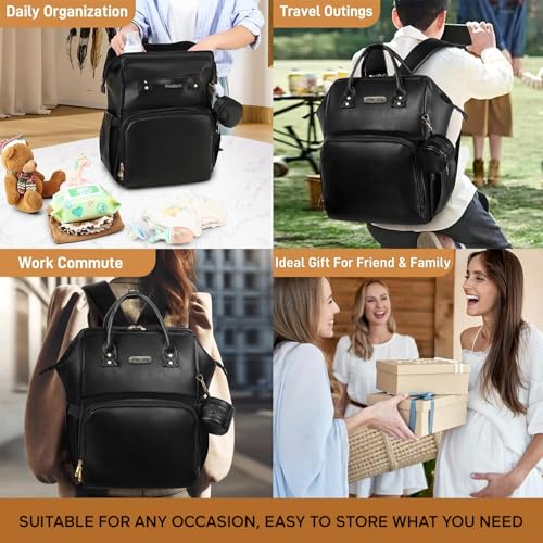 StarAndDaisy Diaper Bag for Mothers for Travel/Premium Vegan Leather Diaper Bag with Easy Acess Mobile Pocket, 26L Waterproof Baby Bag for Mother Travel with 16 Multipurpose Pockets - Image 4