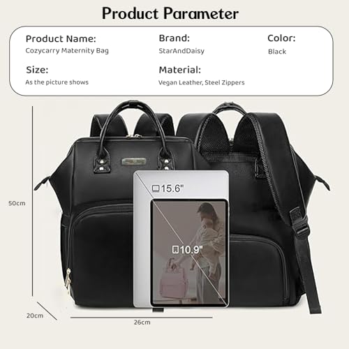 StarAndDaisy Diaper Bag for Mothers for Travel/Premium Vegan Leather Diaper Bag with Easy Acess Mobile Pocket, 26L Waterproof Baby Bag for Mother Travel with 16 Multipurpose Pockets - Image 5