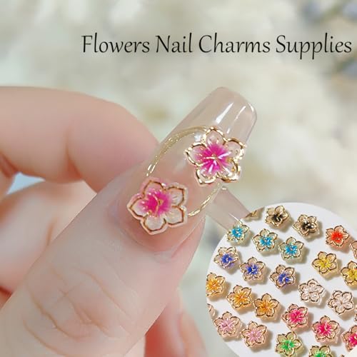 KTAABTR 100Pcs Flower Nail Charms Flatback Resin Charms Design 3D Flowers Nail Gems and Charms Supply Acrylic Spring Blossom Tiny Flowers Nail Art Charms for Women DIY Manicure Nail Jewel Decor Accessories - Image 5