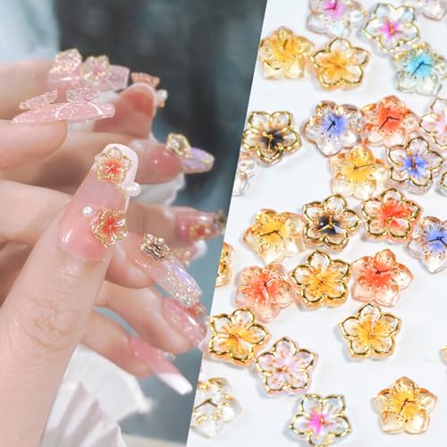 KTAABTR 100Pcs Flower Nail Charms Flatback Resin Charms Design 3D Flowers Nail Gems and Charms Supply Acrylic Spring Blossom Tiny Flowers Nail Art Charms for Women DIY Manicure Nail Jewel Decor Accessories - Image 2