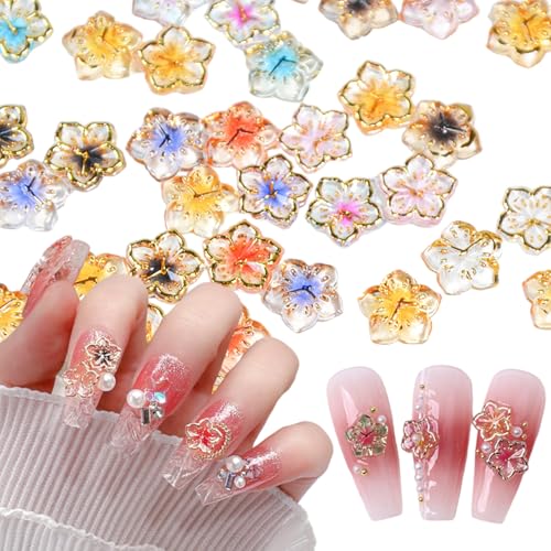 KTAABTR 100Pcs Flower Nail Charms Flatback Resin Charms Design 3D Flowers Nail Gems and Charms Supply Acrylic Spring Blossom Tiny Flowers Nail Art Charms for Women DIY Manicure Nail Jewel Decor Accessories - Image 1