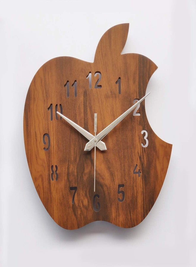 7CR Apple Design Wooden Wall Clock- Brown (size-28 x28 cm) - Image 1