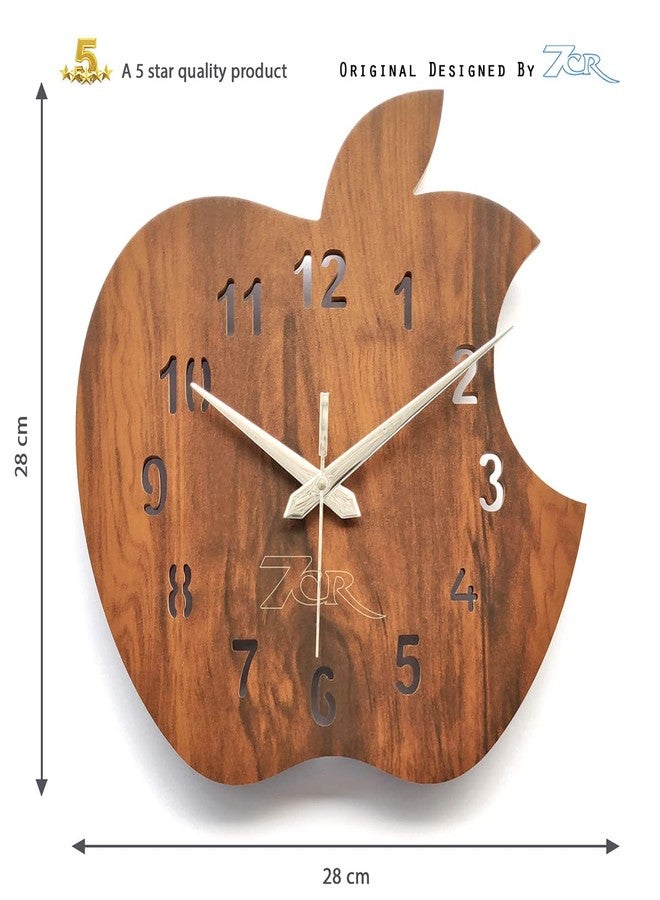 7CR Apple Design Wooden Wall Clock- Brown (size-28 x28 cm) - Image 2