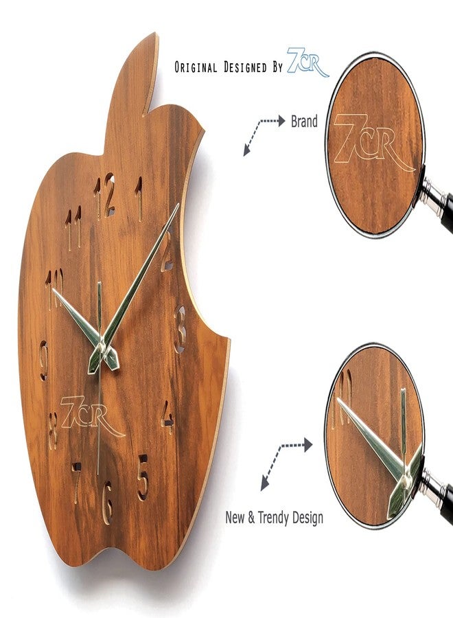 7CR Apple Design Wooden Wall Clock- Brown (size-28 x28 cm) - Image 3