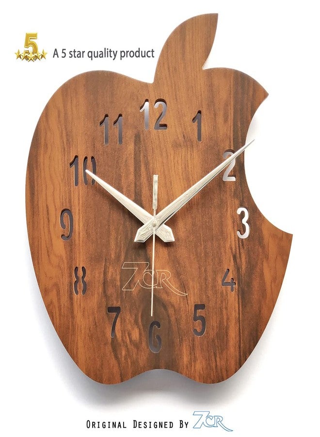 7CR Apple Design Wooden Wall Clock- Brown (size-28 x28 cm) - Image 4