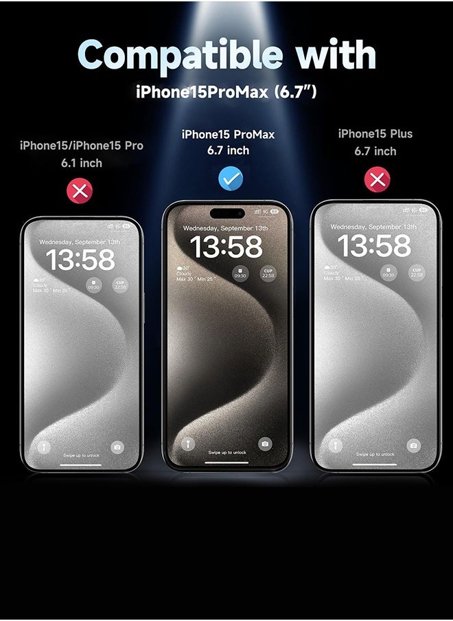 Lemon [2-Pack] Screen protector Compatible with iPhone 15 Pro Max 5G Privacy Tempered Glass Screen Protector, Bubble Free, Anti-Glare, HD Full Coverage, Easy Installation, Scratch Resistant  - Image 2