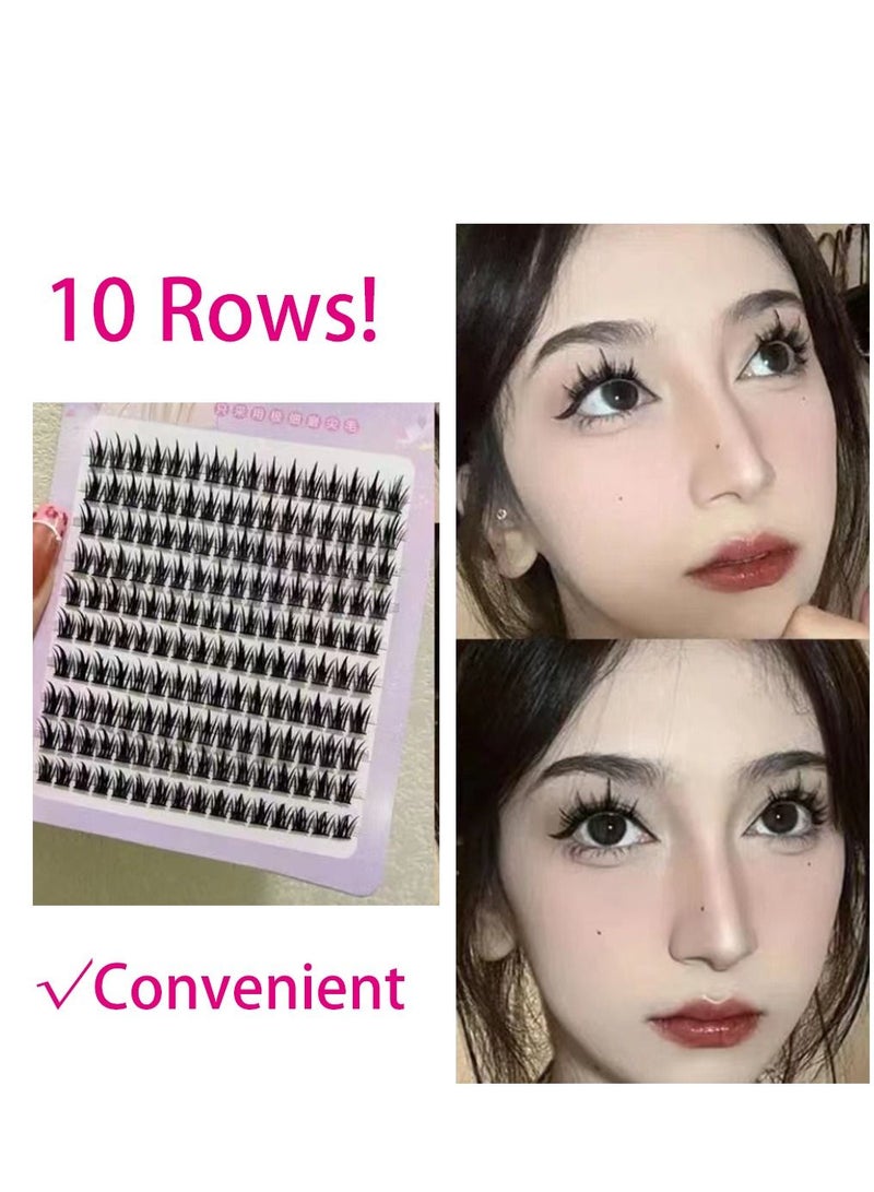 فورتي 10 صفوف من رموش المانجا 12 مم مظهر طبيعي رموش كاذبة رقيق 160 قطعة للاستبدال والراحة - Image 1