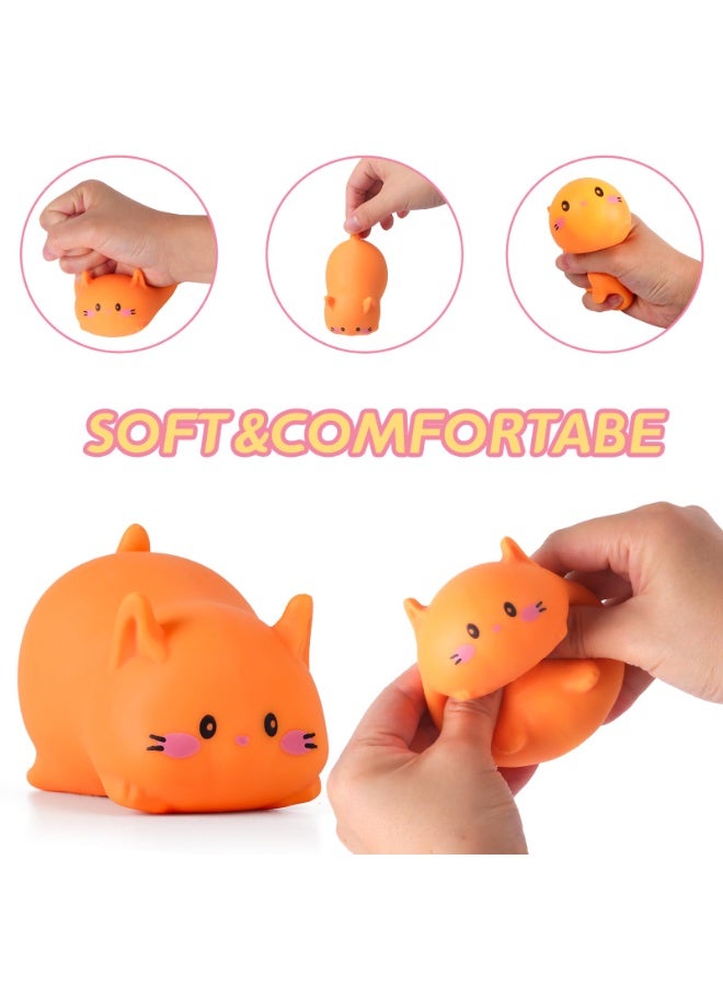 Orange Cat Squishy Stress Ball Toy for Adults & Kids, Fidget Sensory Squeeze Animal - Image 3