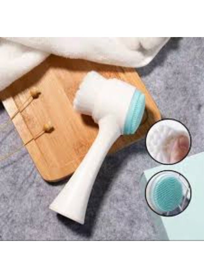 Double Face Cleanser Face Brush Soft Hair Silicone Face Washer Manual Makeup Remover Deep Cleansing Brush Random Color - Image 2