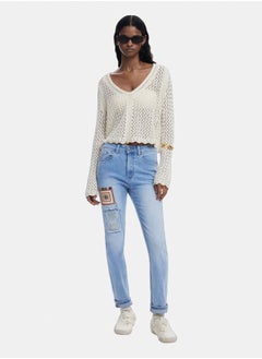 DESIGUAL Slim jeans with patches  - Image 1