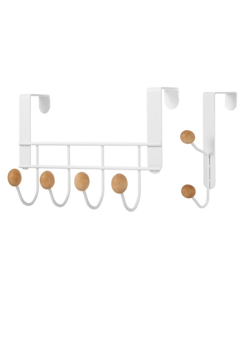 Over The Door Hooks, 2 Packs Sturdy Metal Over Door Coat Rack Door Coat Hanger for Hanging Clothes Hats Robes Towels Purses, Behind Back of Bathroom Bedroom - White  - Image 1