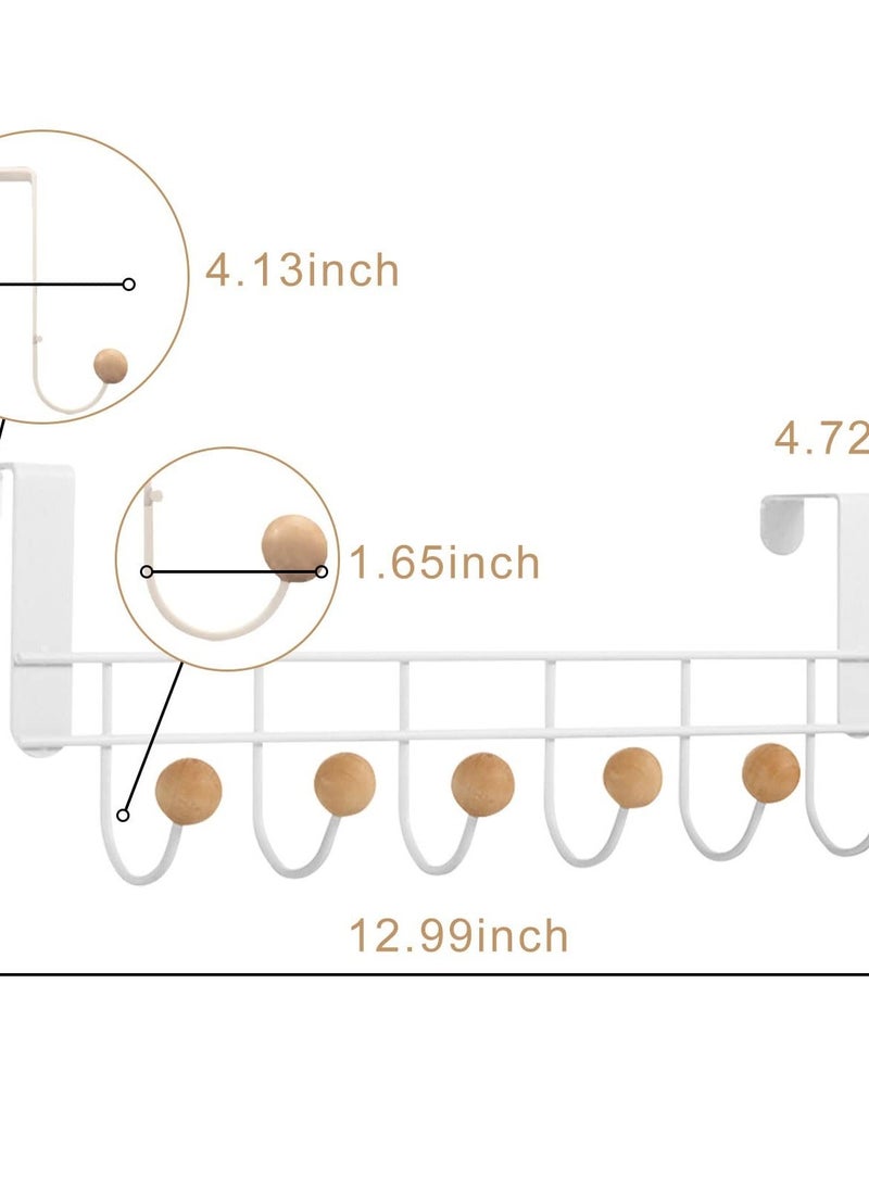 Over The Door Hooks, 2 Packs Sturdy Metal Over Door Coat Rack Door Coat Hanger for Hanging Clothes Hats Robes Towels Purses, Behind Back of Bathroom Bedroom - White  - Image 2