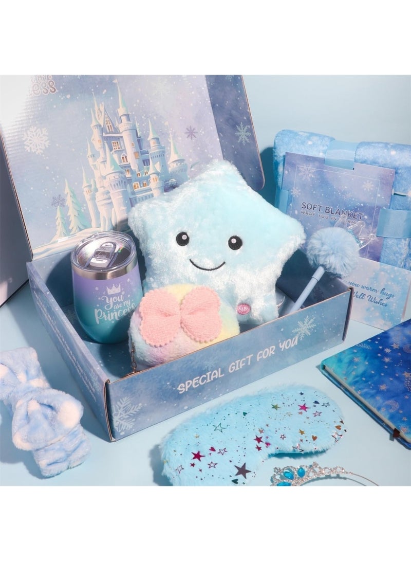 LIMOS Ice Star Toys for Girls Age 6-10 - 11 Piece Gift Set with Blanket, Tumbler, LED Star Pillow & Eye Mask - Birthday, Christmas & New Year Gifts for Kids (Blue) - Image 2