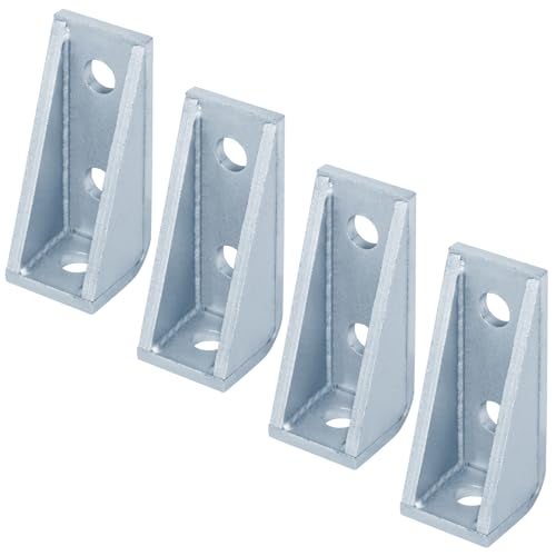 OTTFF 4 Pack 3 Hole 90 Degree Gusseted Fitting for 1-5/8" Strut Channel, L Corner Bracket, 7/32" Thick - Image 1