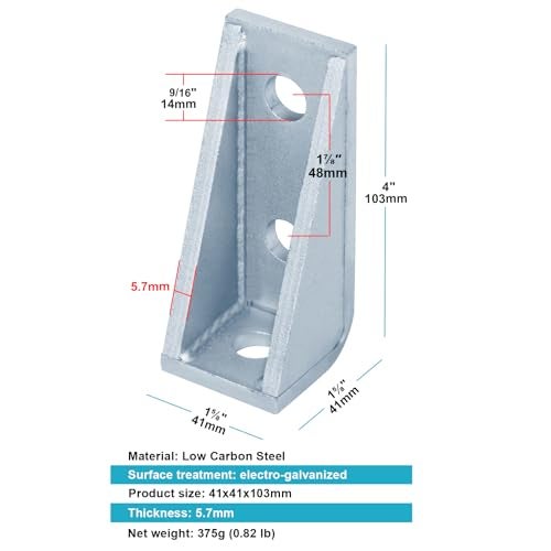 OTTFF 4 Pack 3 Hole 90 Degree Gusseted Fitting for 1-5/8" Strut Channel, L Corner Bracket, 7/32" Thick - Image 2