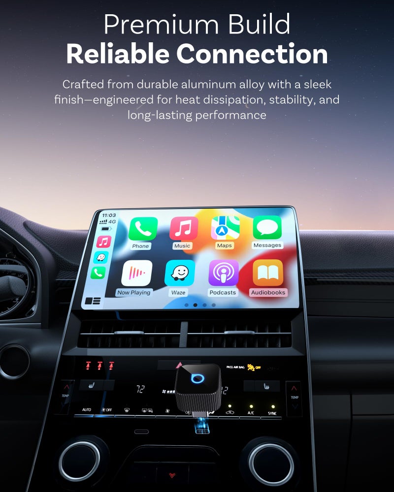 Ottocast Mini Cube 3.0 USB C Wireless CarPlay Adapter, Android Auto Wireless Adapter, Plug & Play with Fast Auto-Reconnect, Mini Car Adapter - Image 3