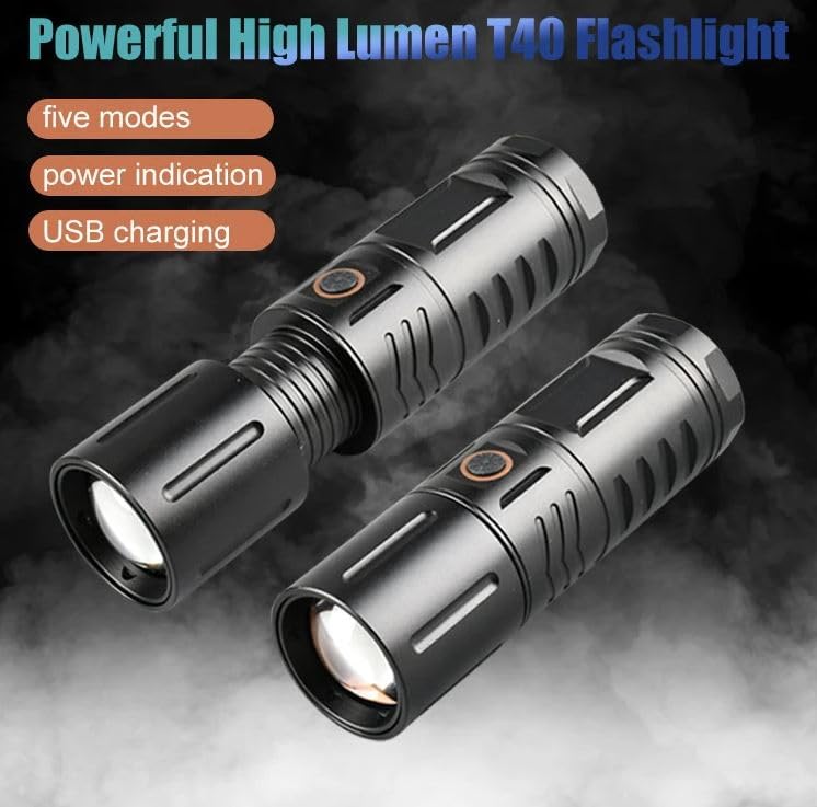 Kresal Rechargeable Led Flashlights High Lumens 200000 Lumens Super Bright Tactical Flashlight with 5 Light Modes Zoomable Waterproof Flashlight for Hiking Camping Cycling - Image 2