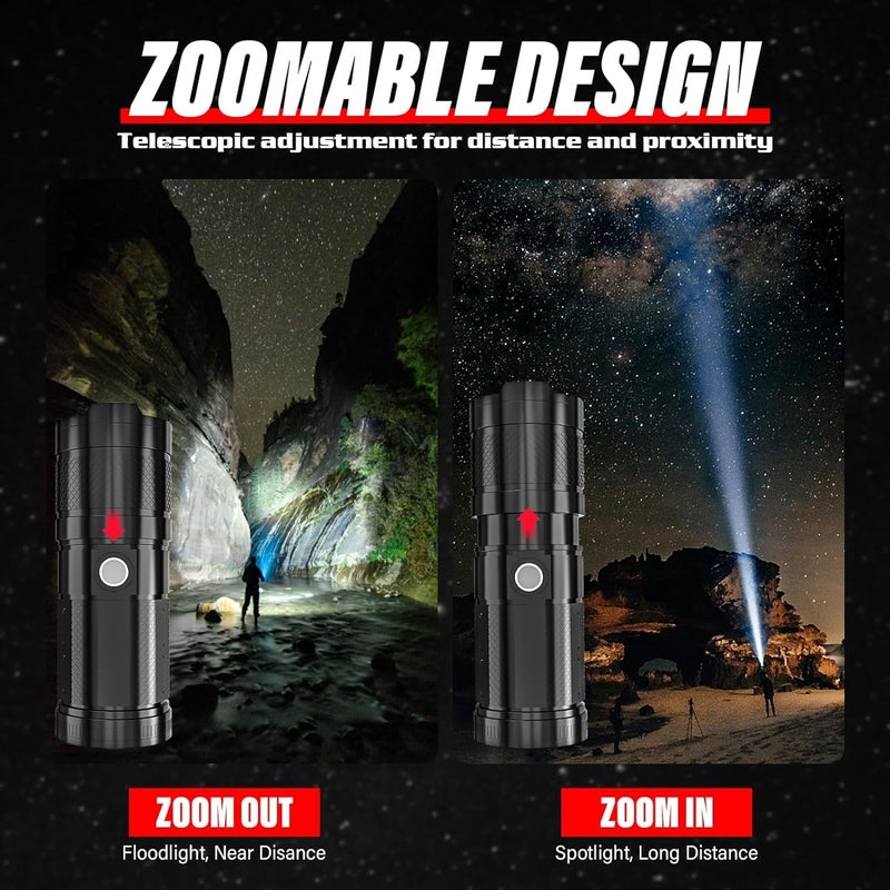 Kresal Rechargeable Led Flashlights High Lumens 200000 Lumens Super Bright Tactical Flashlight with 5 Light Modes Zoomable Waterproof Flashlight for Hiking Camping Cycling - Image 4