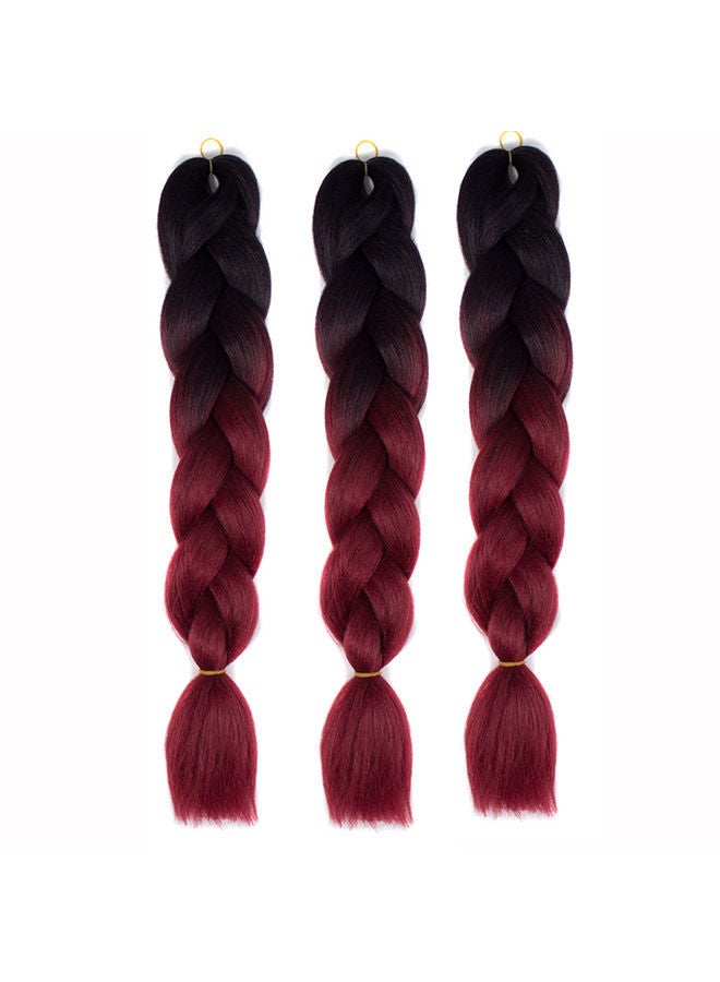 NIBEMINENT Gradient Long Braid Wavy Party Wigs Black/Wine Red 60x4x2cm