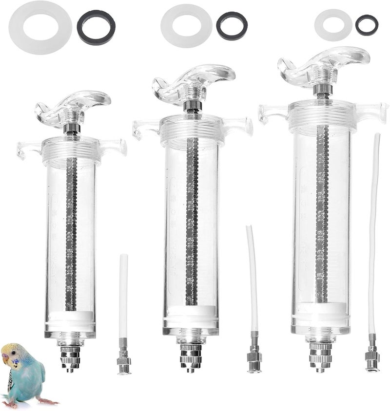 OBANGONG 3 PCS Bird Feeding Syringe Feeding Tubes for Baby Birds Used for Pet Sick Bird Parrot Feed Milk or Medicine,with 3 Curved Tubes 50ml,20ml,10ml - Image 1