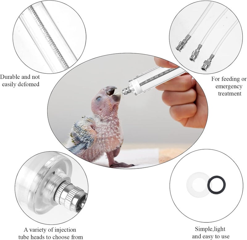 OBANGONG 3 PCS Bird Feeding Syringe Feeding Tubes for Baby Birds Used for Pet Sick Bird Parrot Feed Milk or Medicine,with 3 Curved Tubes 50ml,20ml,10ml - Image 3