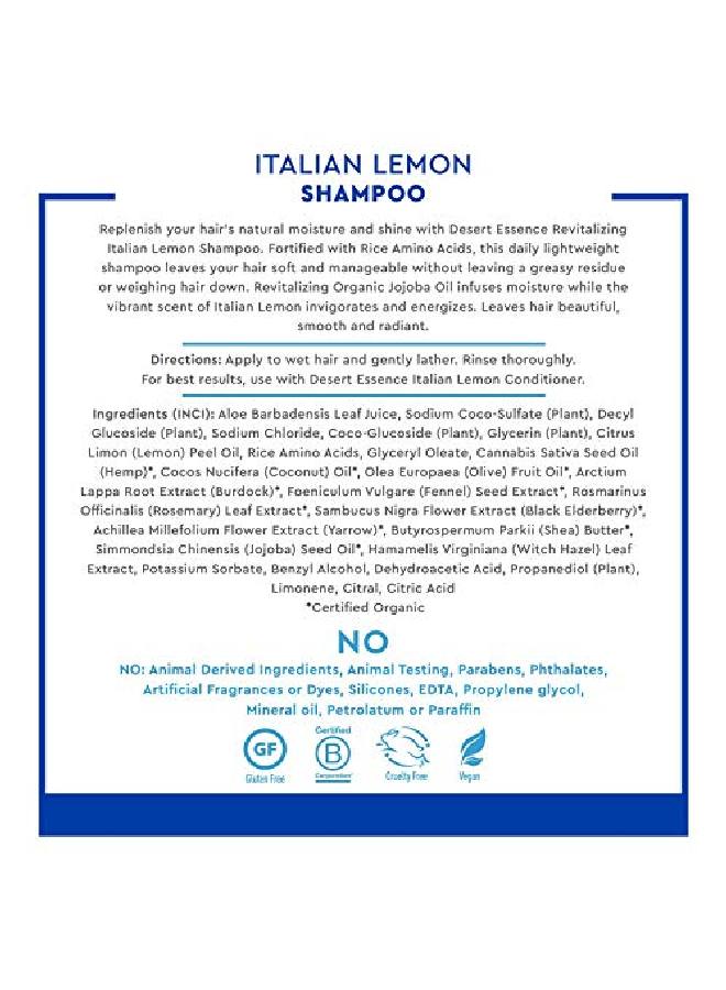 Desert Essence Italian Lemon Shampoo 8 Fl Ounce Revitalizing Adds Volume Shine Strength Scented Aloe Vera Bcomplex Vitamins Cruelty Free No Parabens - Image 5