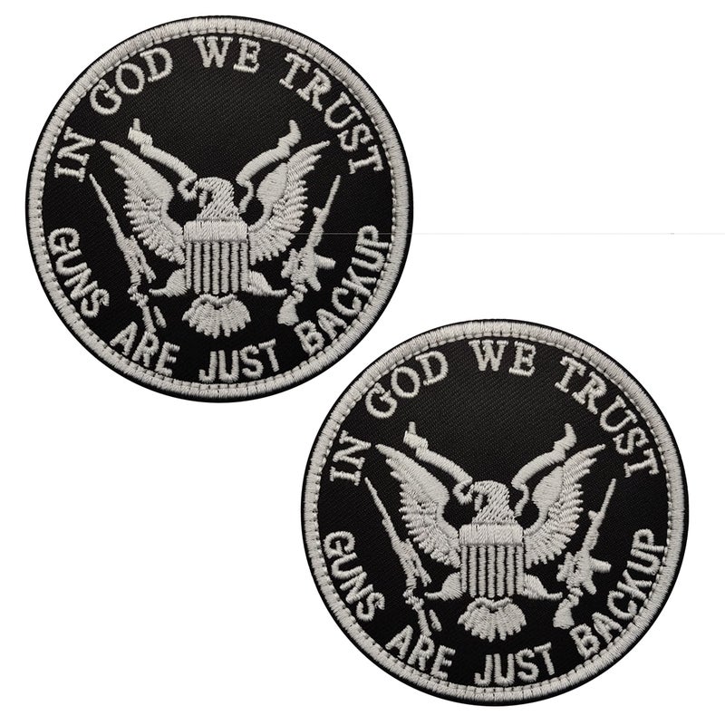 Guns are Just Backup Patch Appliques in God We Trust Embroidered Appliqu Patches Tactical Armband Badges Emblem Attachment Hook Fastener Backing Sewing Repair