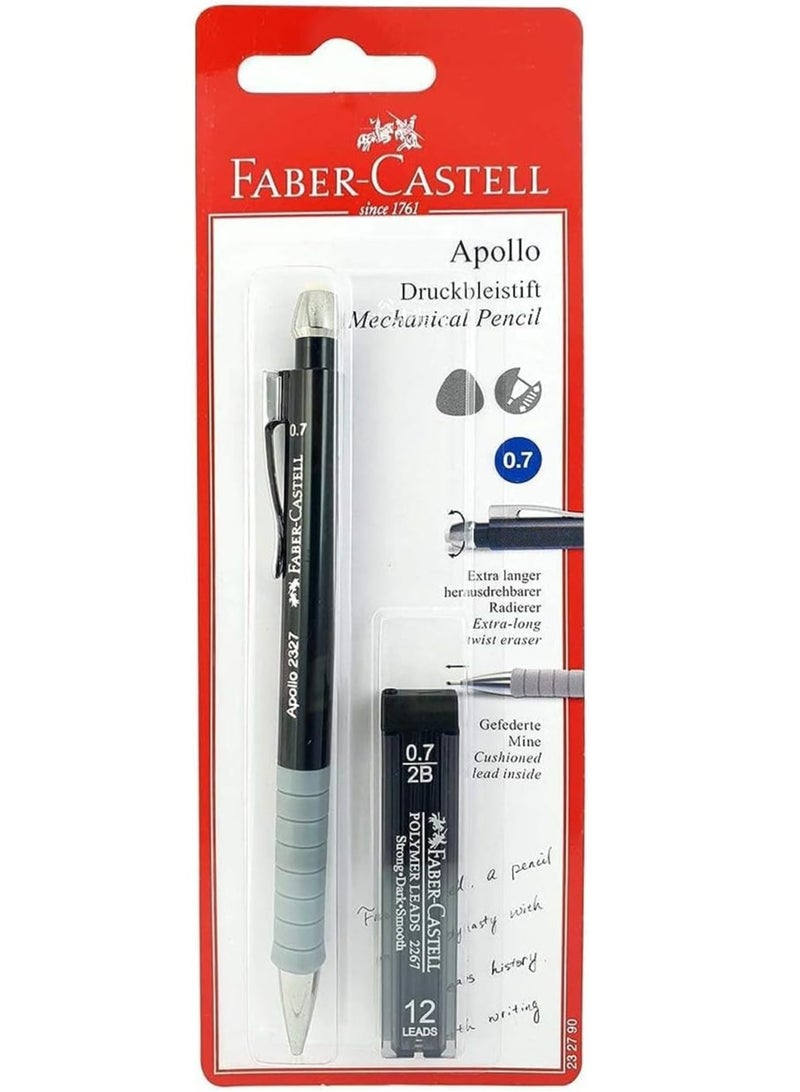 FABER-CASTELL قلم رصاص ميكانيكي من Apollo مقاس 0.7 مم مع مجموعة من الأقلام بألوان متنوعة - Image 1