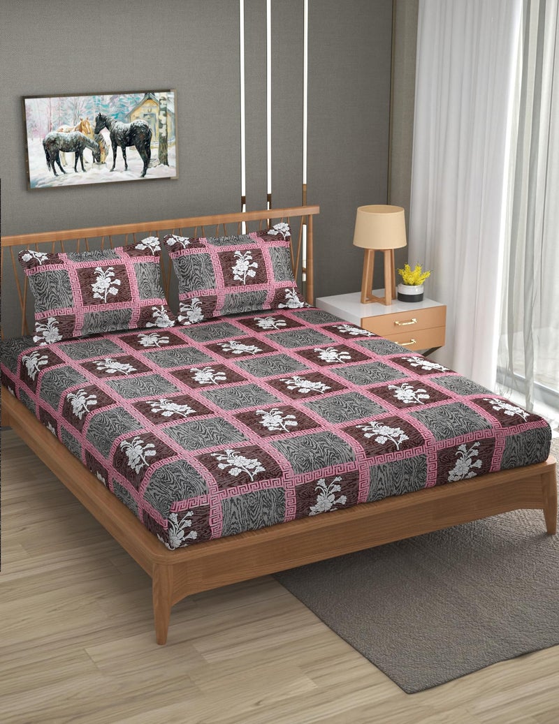 Furnofy Premium Floral Printed Double Bedsheet Set – Multicolor (90x100 Inches) with 2 Pillow Covers – Flat - Image 2