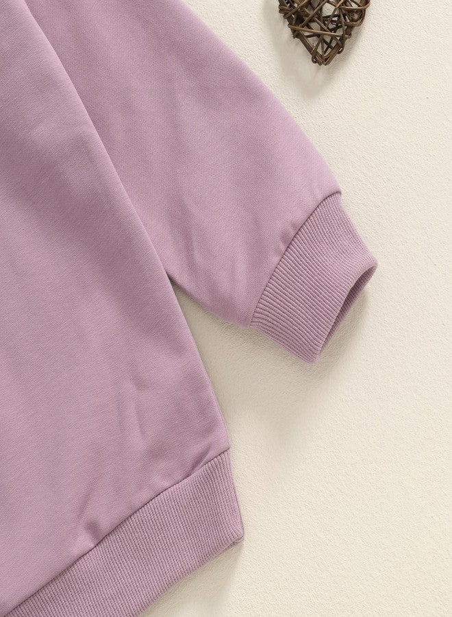 Lamuusaa Toddler Baby Girl Birthday Outfit Number 1/2/3/4/5/6 Embroidery Sweatshirt Oversized Pullover Shirts, Purple 5, 5-6 Years - Image 2