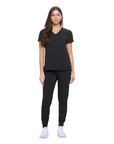 Natural Uniforms طقم سكراب نسائي أساسي من يونيفورمز الطبيعية (أسود، متوسط) - Image 1