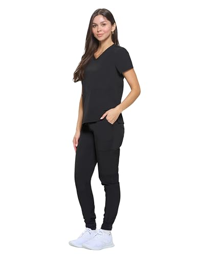 Natural Uniforms طقم سكراب نسائي أساسي من يونيفورمز الطبيعية (أسود، متوسط) - Image 2