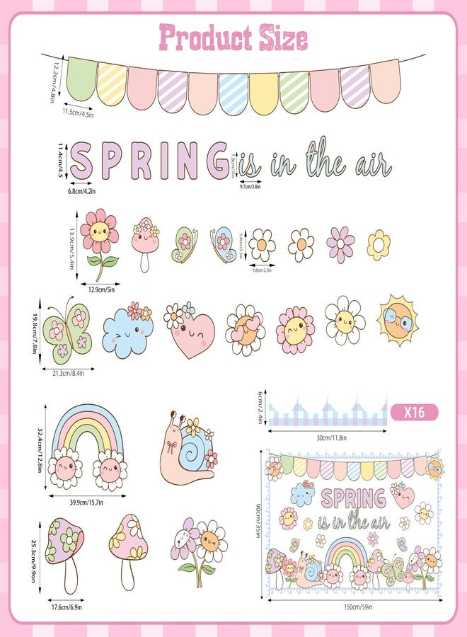 Polaxium Spring Bulletin Board Set Spring Classroom Decorations is in The Air Flower Cutouts for Classroom School Office Chalkboard Home Wall Window Door Spring Decor Supplies - Image 3