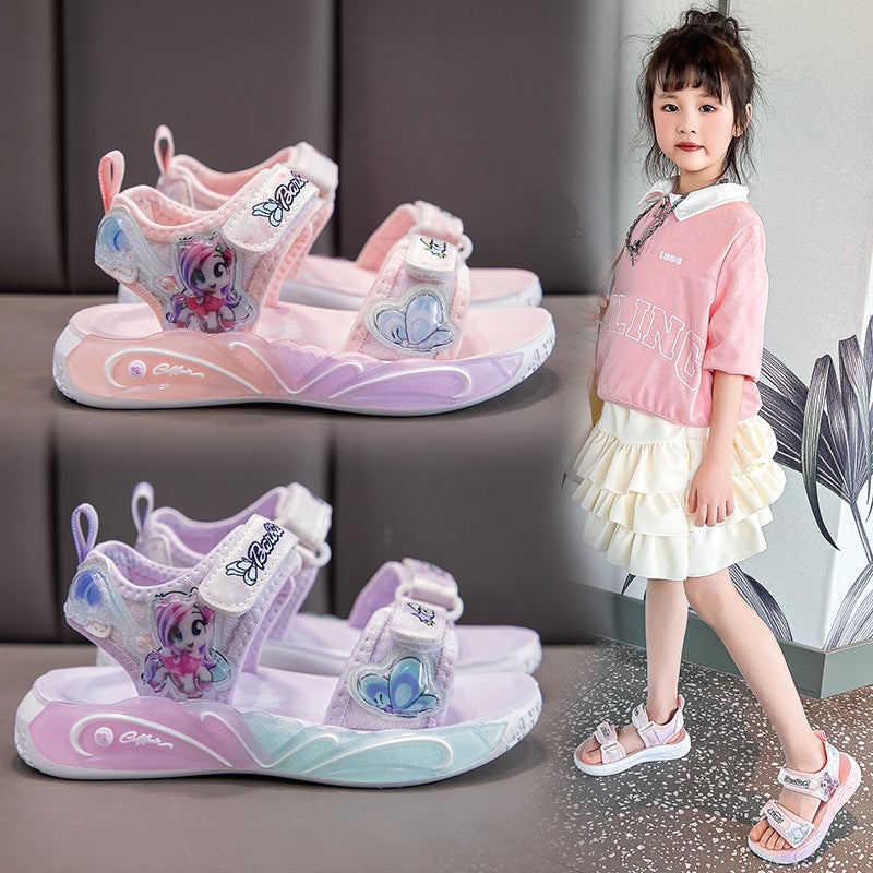 Girls Sandals Summer Soft Sole Children'S Sports Beach Shoes Baby Girl Princess Shoes 6-12 Years Old - Image 2