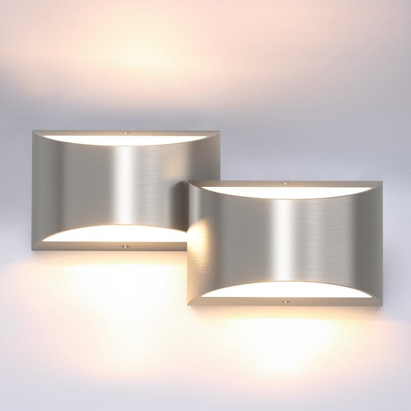 Aipsun Nickel Modern LED Wall Sconce Hardwired Indoor Wall Lights Set of 2 Up and Down Wall Mount Light for Living Room Bedroom Hallway Corridor Conservatory Warm White 3000Kwith G9 Bulbs - Image 2