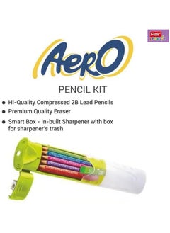 Flair FLAIR Creative Series Aero Pencil Smart Kit | Colourful 2B Lead Pencils | Fun & Functional Box | Stationery Kit Ideal For Gifting | Set Of 10 Wooden Pencils, 1 Eraser & 1 In-Built Sharpener. Green  - Image 3