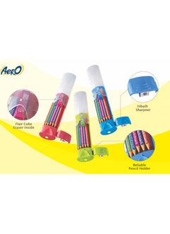Flair FLAIR Creative Series Aero Pencil Smart Kit | Colourful 2B Lead Pencils | Fun & Functional Box | Stationery Kit Ideal For Gifting | Set Of 10 Wooden Pencils, 1 Eraser & 1 In-Built Sharpener. Green  - Image 4