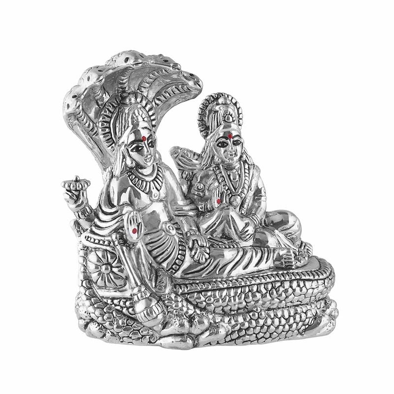 PRD CARATCAFE Silver 999 Narayan Laxmi Idol Statue, 45+ GMS God Murti for Home Pooja - Image 4