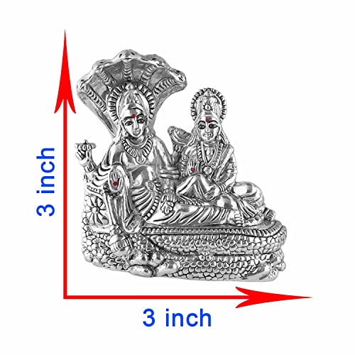 PRD CARATCAFE Silver 999 Narayan Laxmi Idol Statue, 45+ GMS God Murti for Home Pooja - Image 3