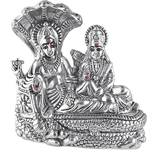 PRD CARATCAFE Silver 999 Narayan Laxmi Idol Statue, 45+ GMS God Murti for Home Pooja - Image 1