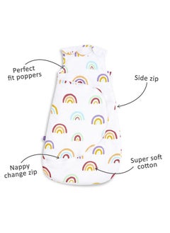 Snuz Pouch Sleeping Bag For Infant And Baby 1.0 Tog Clever Nappy Change Zip Material 100% Cotton For Temperatures If 21 - 23 Celsius From 6 To 18Months Maximum Baby Length 86Cm - Rainbow  - Image 2