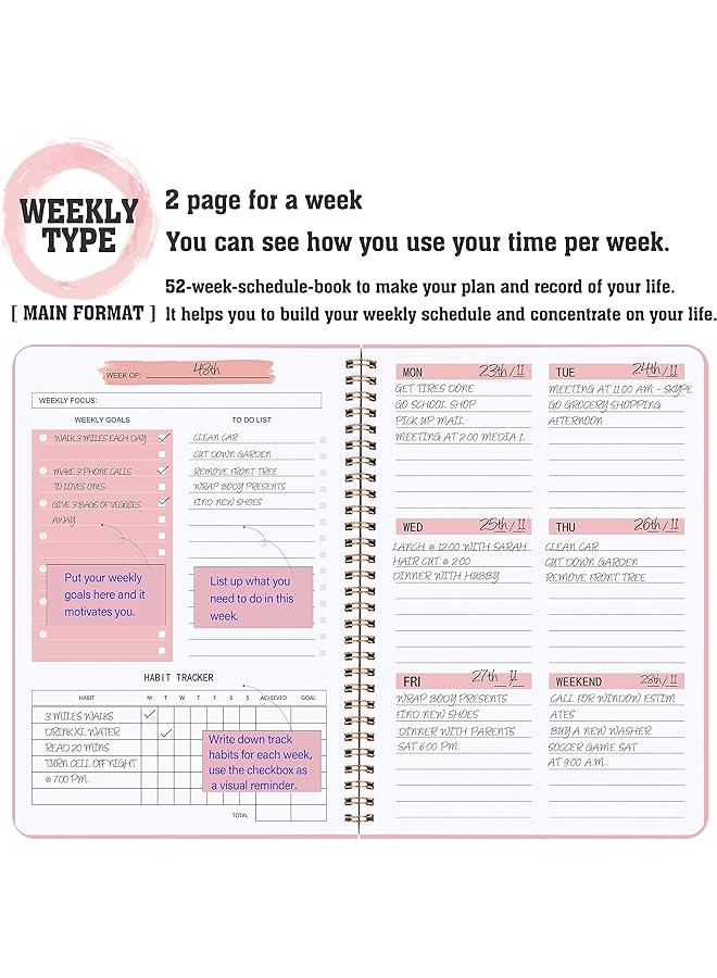 erorex Undated Weekly Planner Weekly Goals Notebook A5 To Do List Planner Habit Tracker Journal With Spiral Binding Tracker And Goal Planner 5.7 X 8.0 Inches  - Image 4