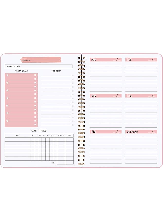 erorex Undated Weekly Planner Weekly Goals Notebook A5 To Do List Planner Habit Tracker Journal With Spiral Binding Tracker And Goal Planner 5.7 X 8.0 Inches  - Image 1