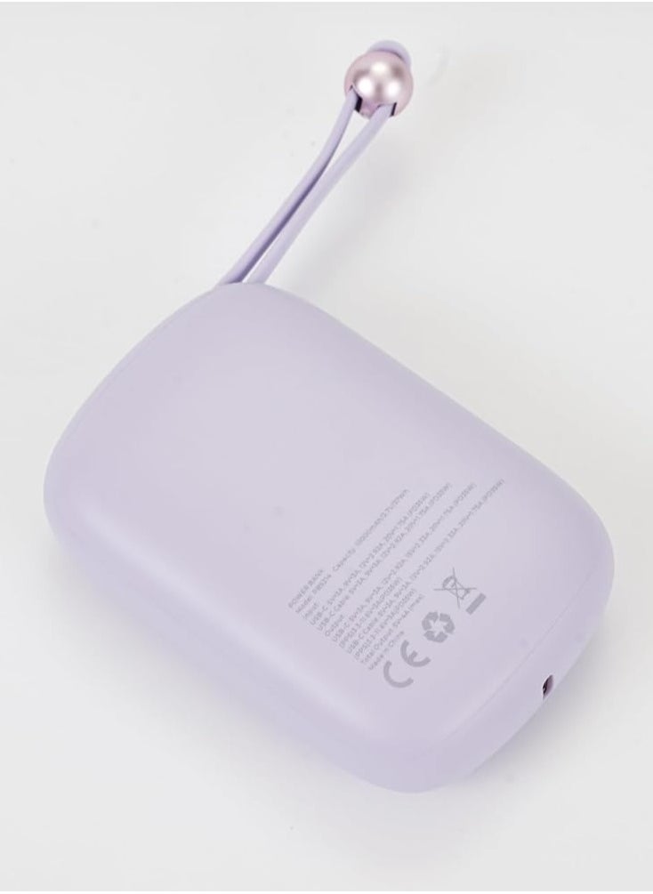 havit - Havit Fast Power Bank PB5214 10000mAh 35W built-in USB-C cable with smart digital display - purple - Image 1