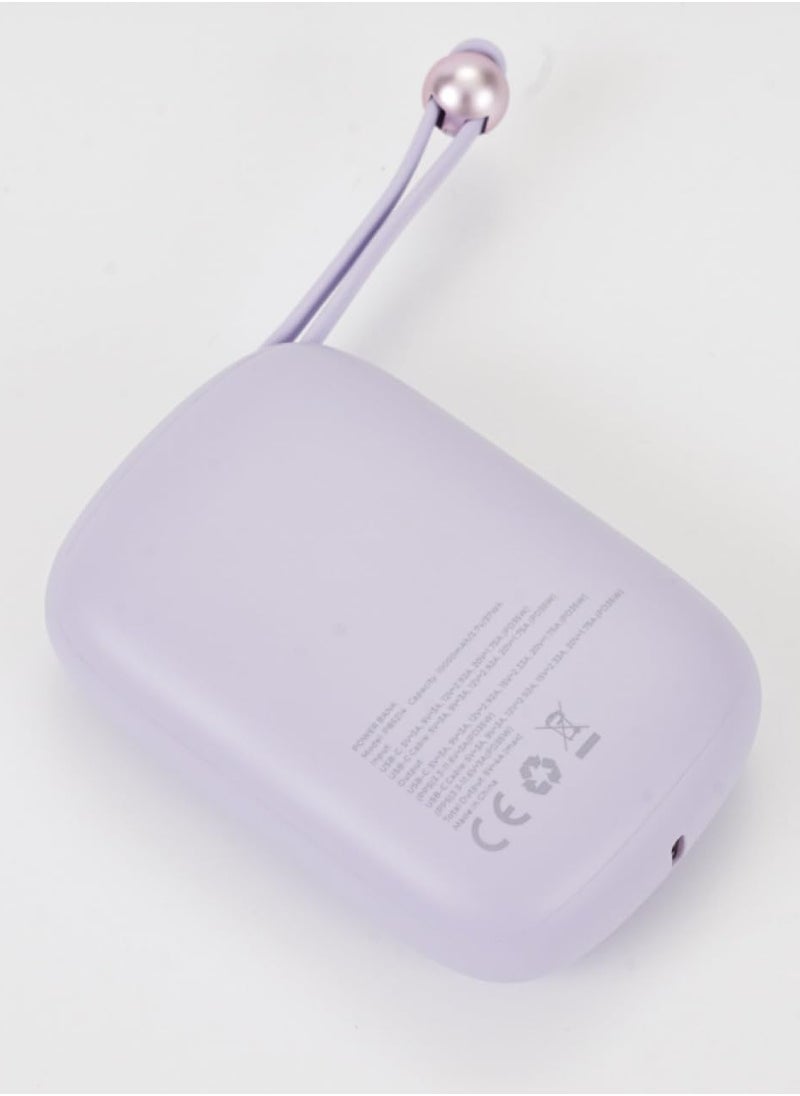havit - Havit Fast Power Bank PB5214 10000mAh 35W built-in USB-C cable with smart digital display - purple - Image 1