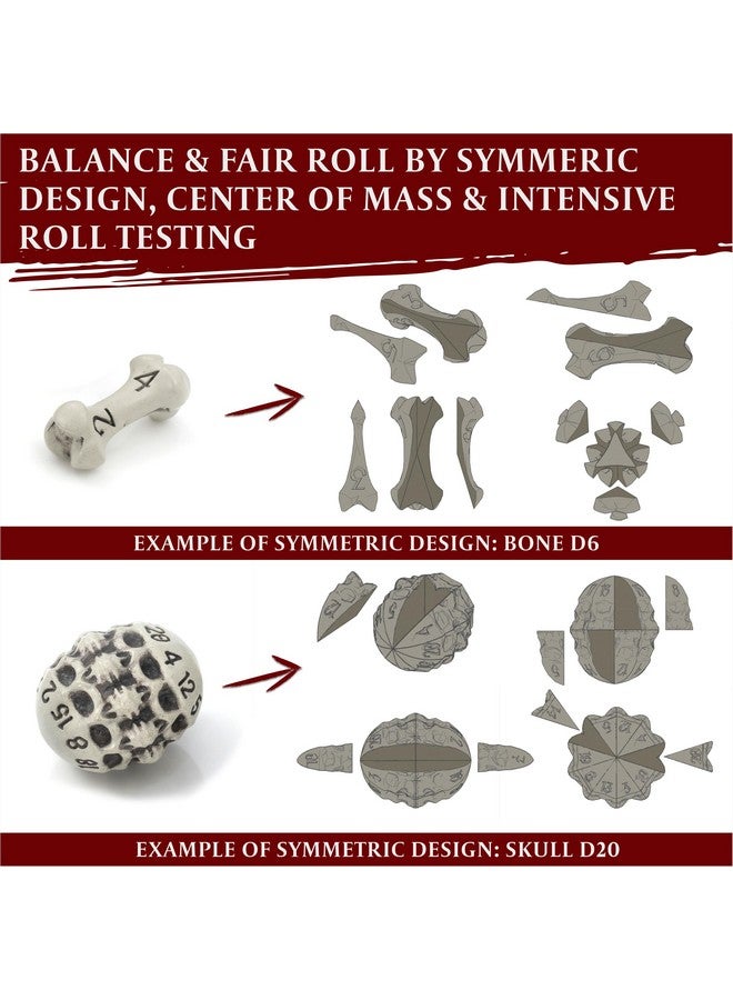 lynx D6 Dice Set - Set Of Six 6 Sided Dice - Skull & Bone Themed Rpg Dice. Cool & Unique Gift For Dungeons & Dragons (Dnd), Warhammer, D&D, Pathfinder, D And D. (Cleaned Bone White) - Image 5