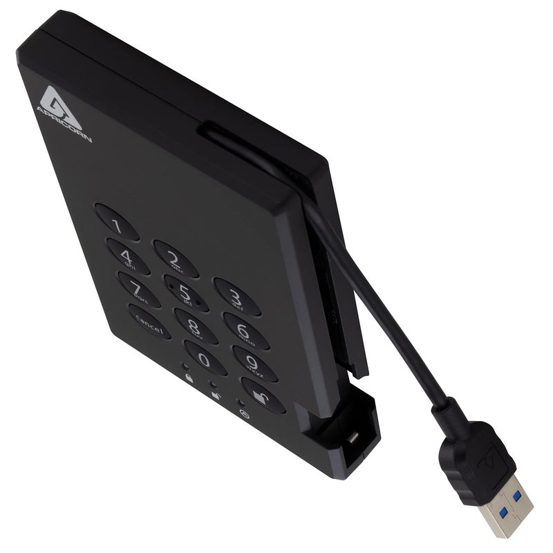 Apricorn أبريكورن 500 جيجابايت إيجيس بادلوك USB 3.0 256-بت AES XTS مشفر بالأجهزة محرك أقراص خارجي محمول (A25-3PL256-500) - Image 3