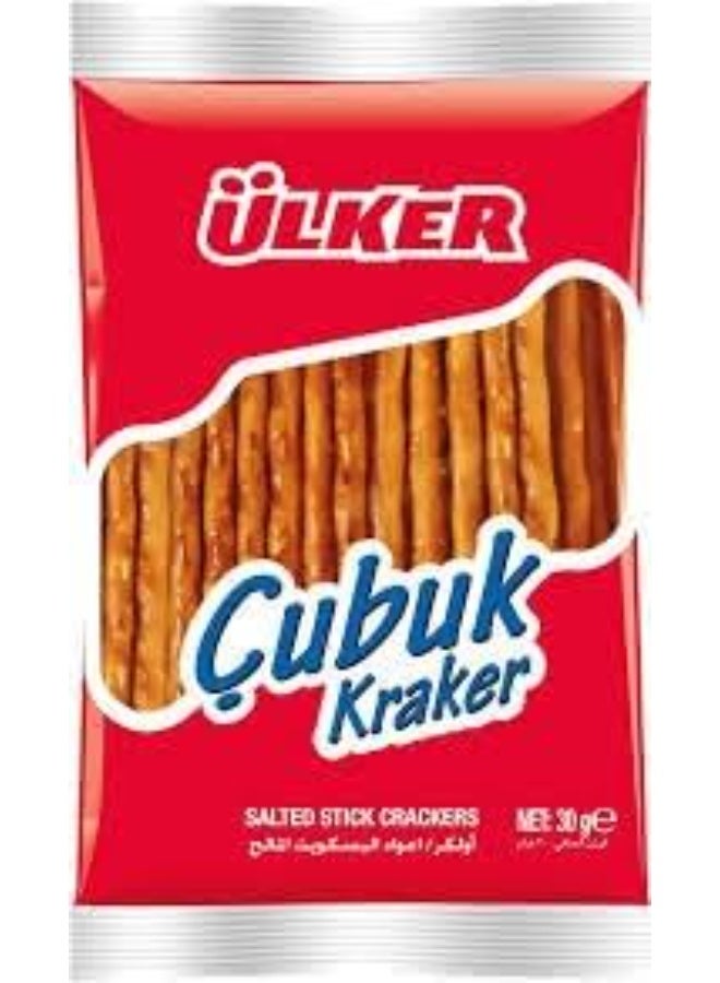 Ulker Ülker Salted Sticks, Classic Crunchy Pretzel Snacks, Multipack of 6 x 30g - Image 1